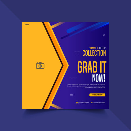 Fashion sale Promotion social media square banner template Purple and Orangeのイラスト素材
