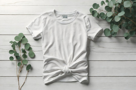 A Closed-Up Shot of A Plain White T-Shirt Mock-Upの素材