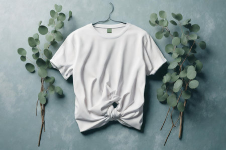 A Closed-Up Shot of A Plain White T-Shirt Mock-Upの素材