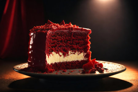Red velvet cake with fresh strawberriesの素材