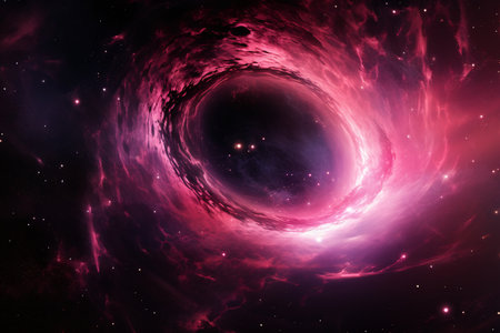 A supermassive black hole devours a vibrant pink planetの素材