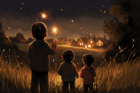 a young boy who celebrates Bonfire Nightの素材