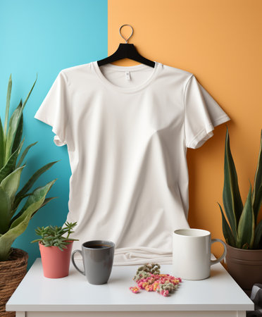 A Closed-Up Shot of A Plain White T-Shirt Mock-Upの素材