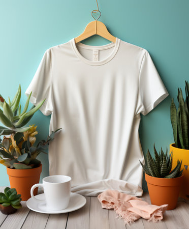 A Closed-Up Shot of A Plain White T-Shirt Mock-Upの素材