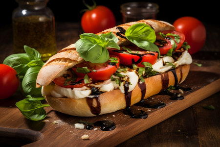 Delicious sandwich with caprese saladの素材