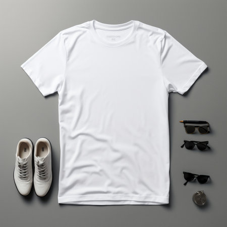 A Closed-Up Shot of A Plain White T-Shirt Mock-Upの素材