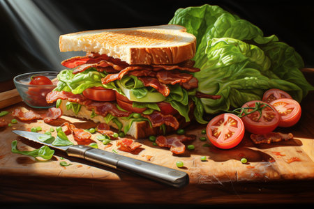 Delicious sandwich with caprese saladの素材
