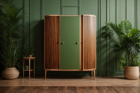 Isolated picture of an old wooden sideboardの素材