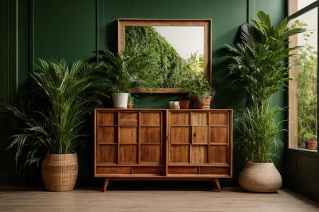 Isolated picture of an old wooden sideboardの素材