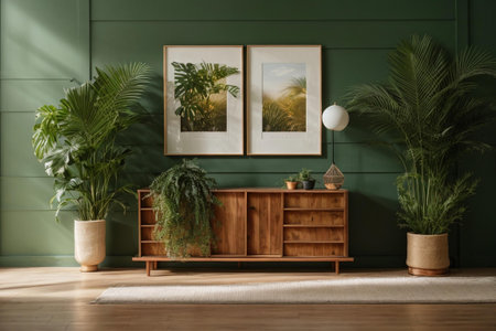 Isolated picture of an old wooden sideboardの素材