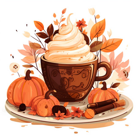 Pumpkin Spice Latte Autumn Coffee Drinkの素材