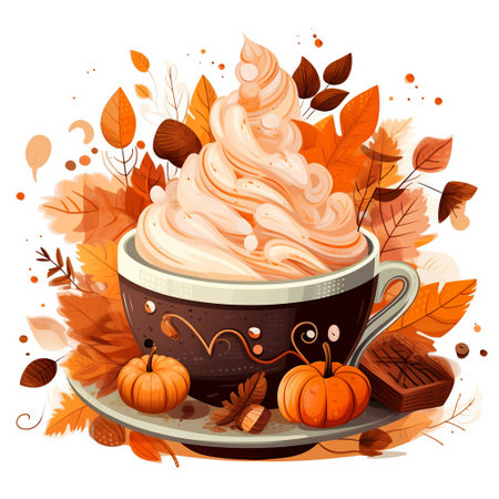 Pumpkin Spice Latte Autumn Coffee Drinkの素材