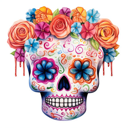 Day of the Dead Watercolor, Halloween, Mexican catrina Day of the Deadの素材