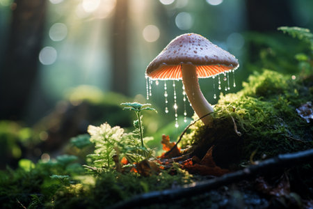 Group of magical growing mashroomの素材