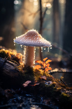 Group of magical growing mashroomの素材