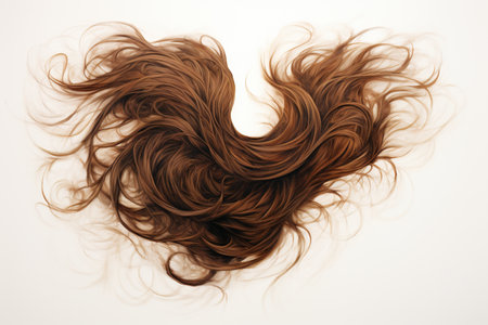 long brown curly hair on white isolated backgroundの素材