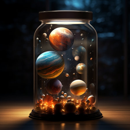 Solar system contained inside a glass jarの素材