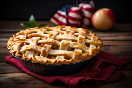 a pie with an American flag design on topの素材