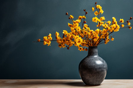 Bouquet of yellow flowers in bottleの素材