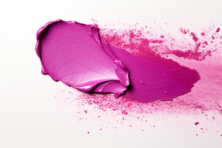 Classic Purple lipstick smear smudge isolated on white background.の素材