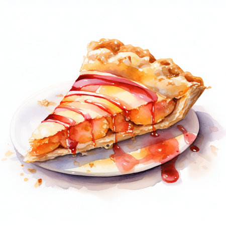 Apple pie watercolor illustration isolated on transparent backgroundの素材