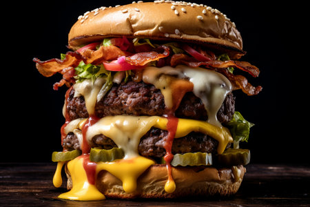 a succulent burger, oozing with double meat and cheeseの素材