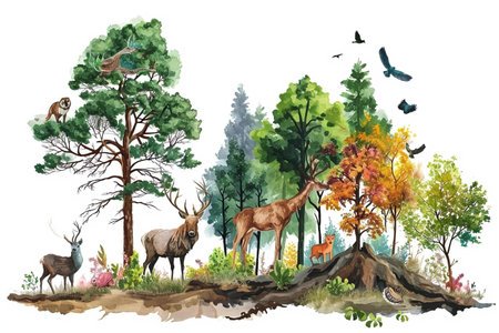 World animal and Habitat Day isolated on white backgroundの素材