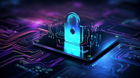 cybersecurity service concept of compute motherboard closeupの素材
