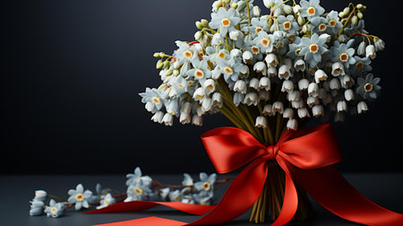 Fresh bouquet of the first spring forest snowdrops flowersの素材