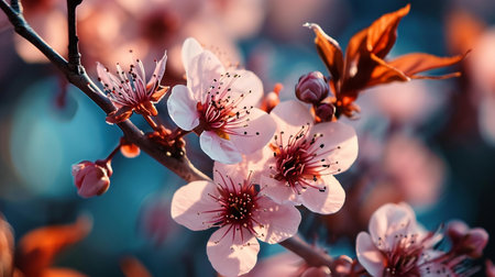 Closeup of spring on blossom tree branchの素材