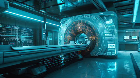 advanced MRI or CT scan medical diagnosis machine at hospital labの素材