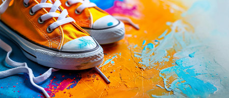 kids junior sport sneaker shoes banner for footwear commercialsの素材