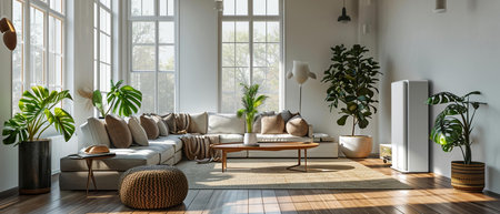 generic air purifier with modern bright Livingroom backgroundの素材