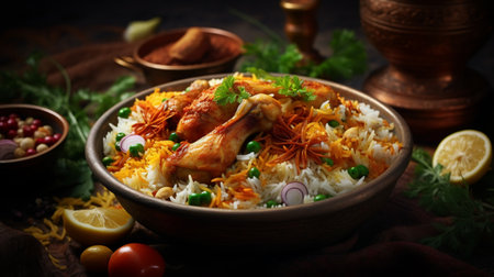 Chicken biryani Spicy Indian Malabar biryani Hyderabadi biryaniの素材
