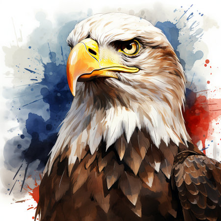 Independence Day red, white and blue clipart set on a white backgroundの素材