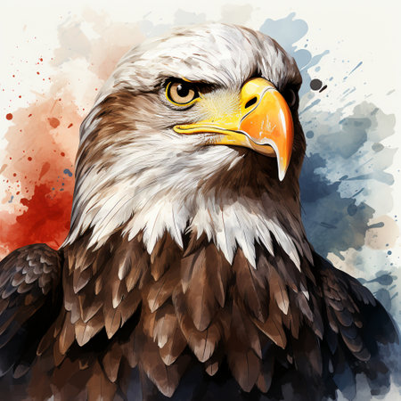 Independence Day red, white and blue clipart set on a white backgroundの素材