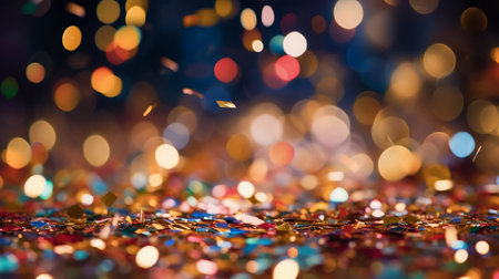 Colorful confetti in front of colorful background with bokeh for carnivalの素材