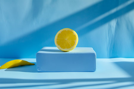 Directly above shot of lemon on tableの素材