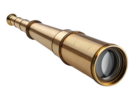 Telescopic instrument in gold metal finish for exploration and adventure themesの素材