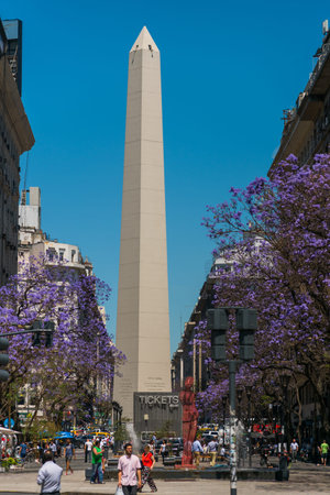 The Obelisk El Obelisco, the most recognized landmark in the capital on Dec 02, 2015 in Buenos Aires, Argentina.のeditorial素材