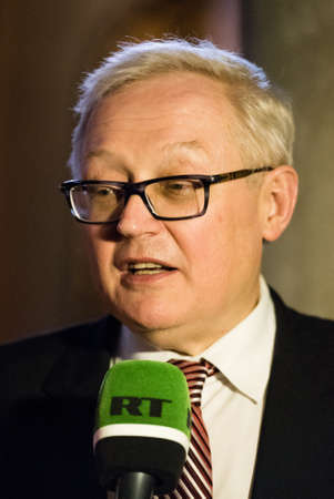 Buenos Aires, Argentina - October 21, 2015: Sergei Ryabkov during the ceremony for opening an exhibition dedicated to the 130th anniversary of diplomatic relations between Russia and Argentina.のeditorial素材