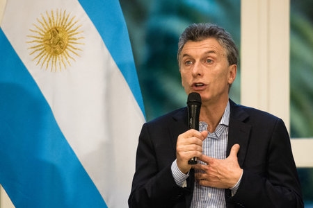 Olivos, Argentina - May 6, 2016: President of Argentina Mauricio Macri during a press conference for...