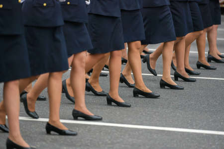 Buenos Aires, Argentina - Jul 11, 2016: Members of the Argentine air forces at the military parade during celebrations of the bicentennial anniversary of Argentinean Independence day.のeditorial素材