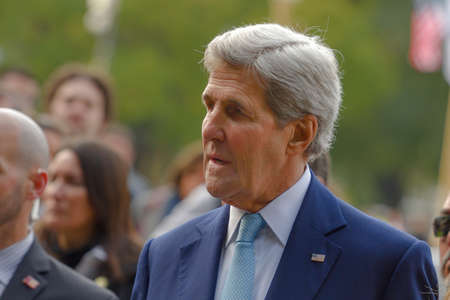 Buenos Aires, Argentina - Aug 4, 2016: United States Secretary of State John Kerry during his visit at Plaza San Martin.のeditorial素材