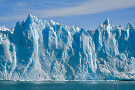 Day view from the water at the Perito Moreno glacier in Patagonia, Argentina.の写真素材