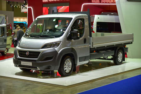 MOSCOW, RUSSIA - SEPTEMBER 8: The Fiat Ducato is shown at the% uFFFDCOMTRANS`15% uFFFD International Commercial Vehicle Auto Show at the International Exhibition Centre Crocus Expoのeditorial素材