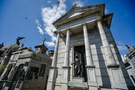 Buenos Aires, Argentina - Sept 23, 2016: View of a tomb with a Ñolonnade at the La Recoleta Cemetery in Capital Federal.のeditorial素材