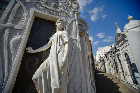 Buenos Aires, Argentina - Sept 23, 2016: Close up view of the tomb of Rufina Cambaceres at the La Recoleta Cemetery in Capital Federal.のeditorial素材