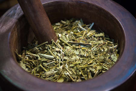 Traditional South American yerba mate tea. Selective focusの写真素材