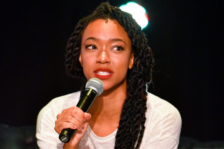 Buenos Aires, Argentina - Dec 8, 2016: American actress and producer Sonequa Martin-Green during an interview at the Argentina Comic Con convention.のeditorial素材